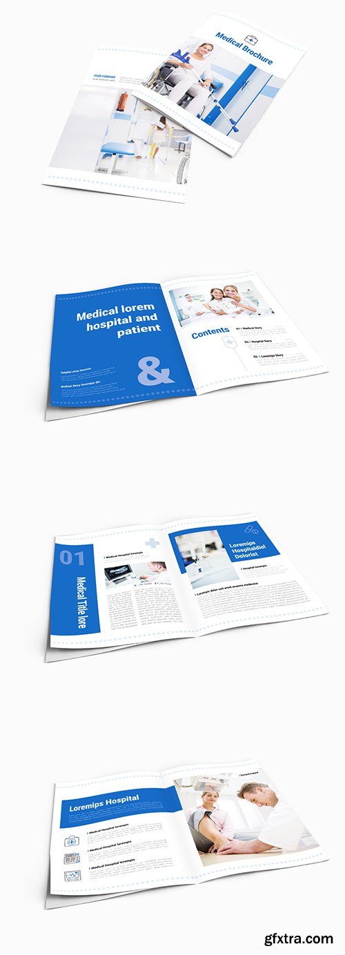 Brochure Layout with Blue Accents 242382560