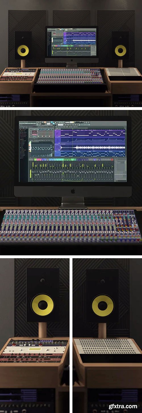 Music Studio & iMac Pro PSD Mockup in 5K - Made with Cinema 4D !