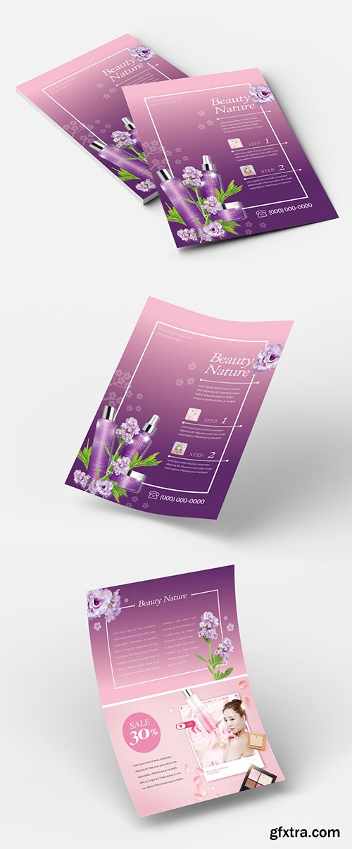 Beauty Flyer Layout with Purple Accents 223020175