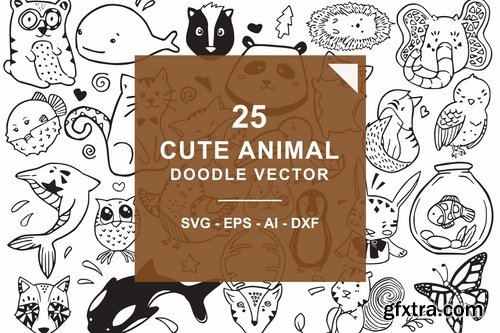 Cute Animal Doodle Vector