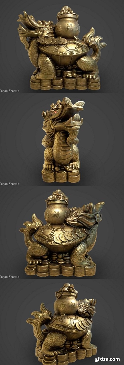 Turtle Treasure Statue 3D Model