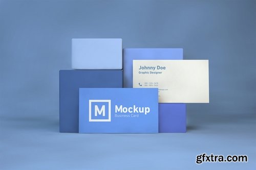 Business Card On Blocks Mockup