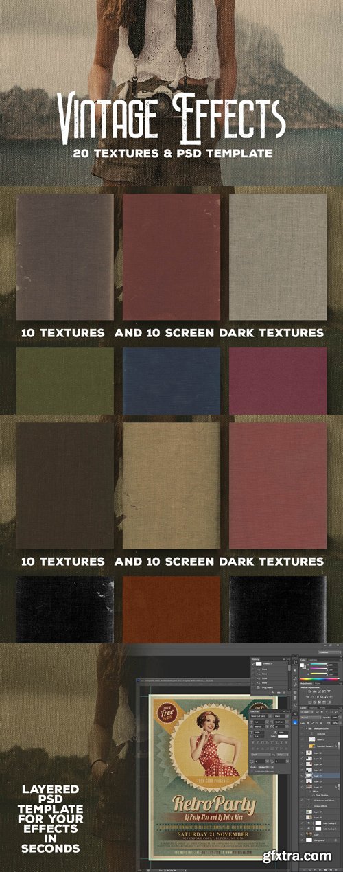 Vintage Effects - 20 Textures & PSD Templates