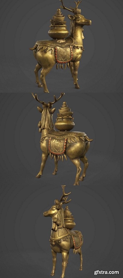 Money Deer Statue 3D Model