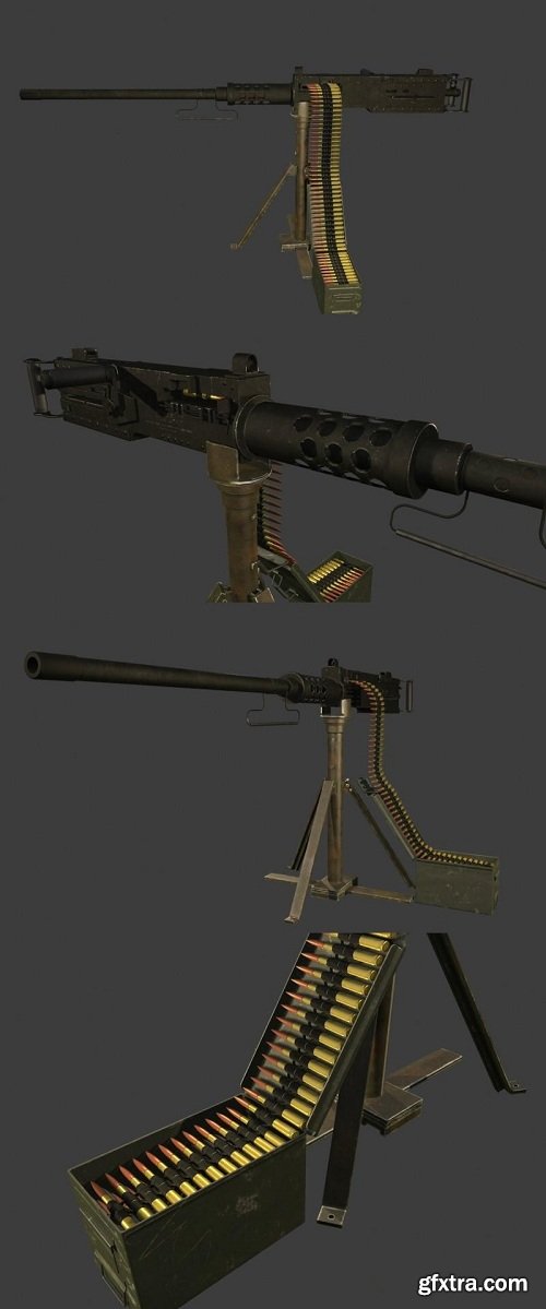 50 Cal M2 Machinegun 3D Model