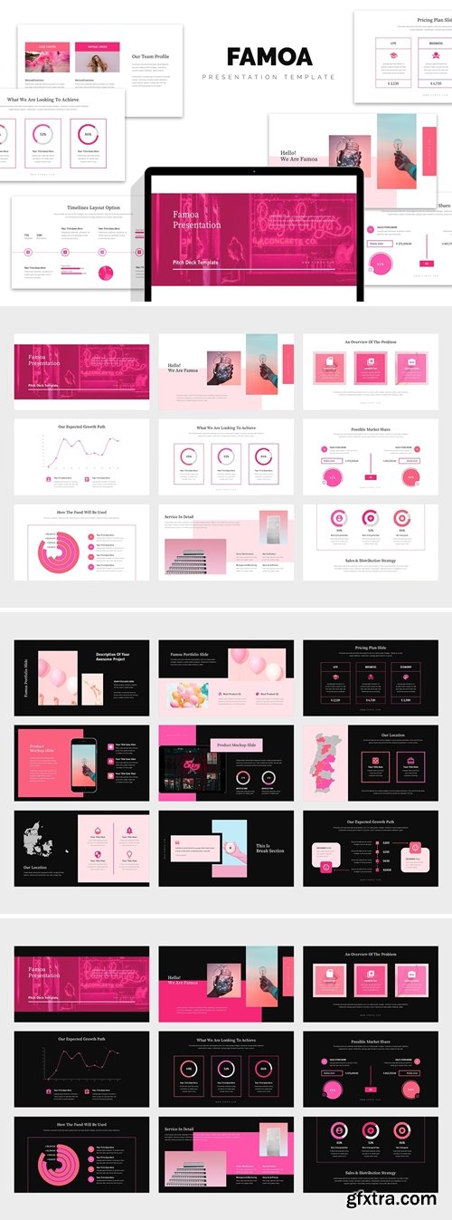 Famoa : Pink Color Tone Pitch Deck Powerpoint