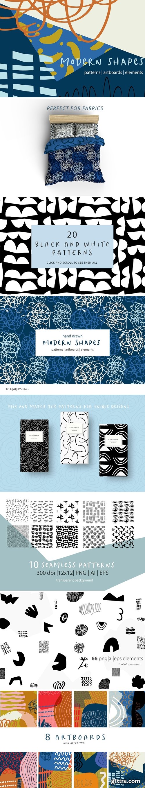 CM - Modern Shapes Patterns & Artboards 3529308