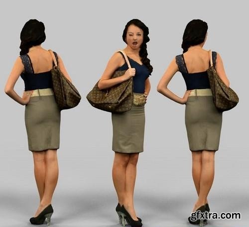 Girl in a skirt with a bag 3D Model