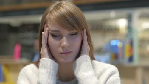 Videohive - Tense Young Woman with Headache, Frustrated Life - 21614243
