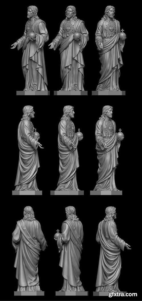 Jesus with Sacred Heart Statue 3D print model