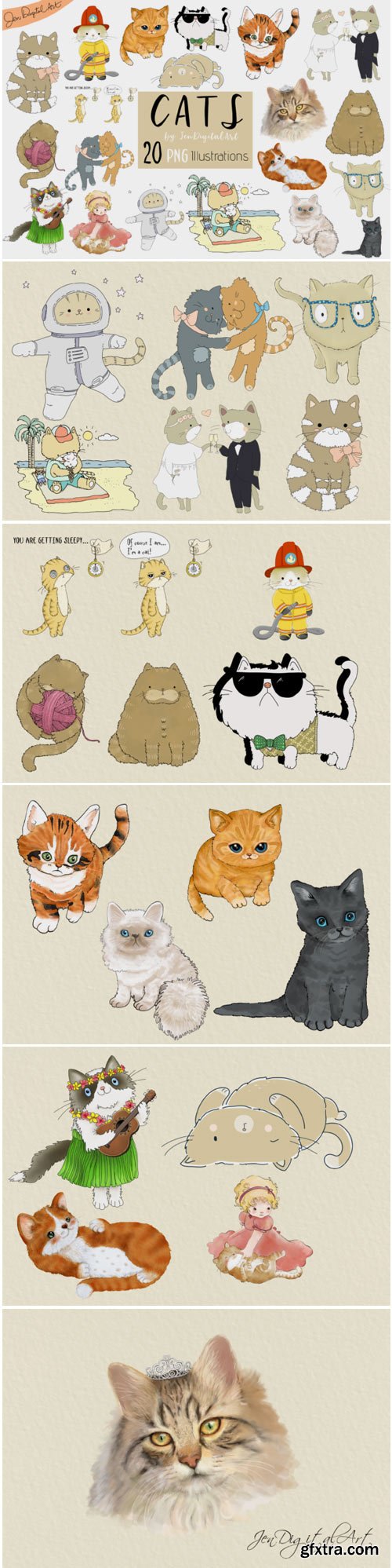 Cats 20 Assorted Illustrations 1701189