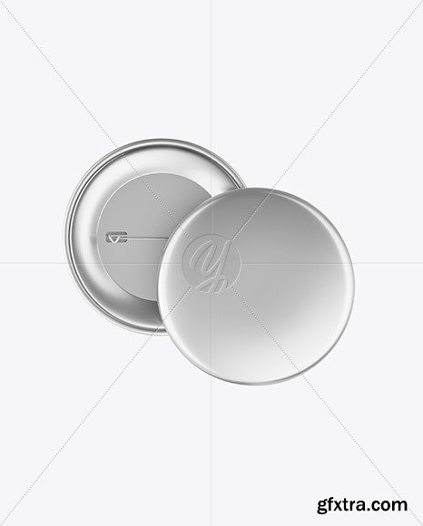 Two Metallic Button Pins Mockup 47541