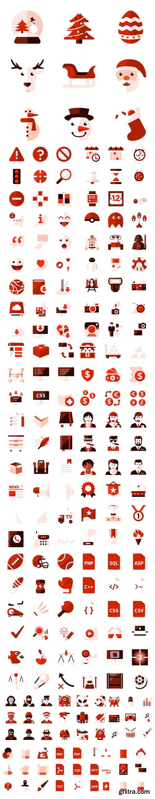 500+ Red Essential Color Icons Pack