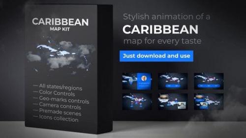 Videohive - Map of Caribbean Islands with Countries - Caribbean Islands Map Kit - 24374539
