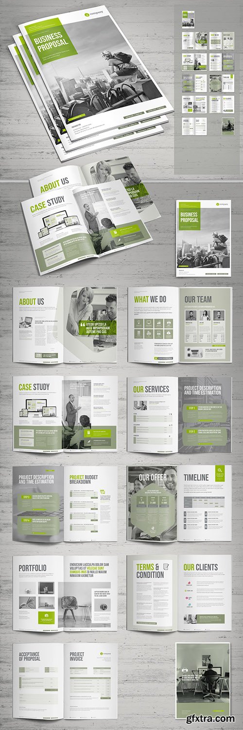 Business Proposal Layout with Green Accents 238574791