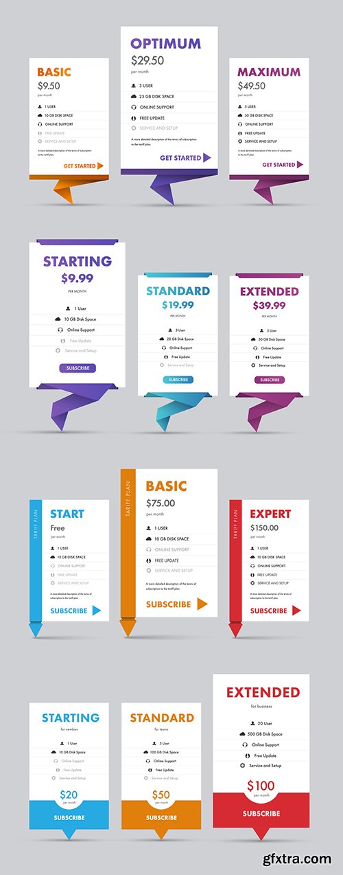 Pricing Table Layout Set 240774105