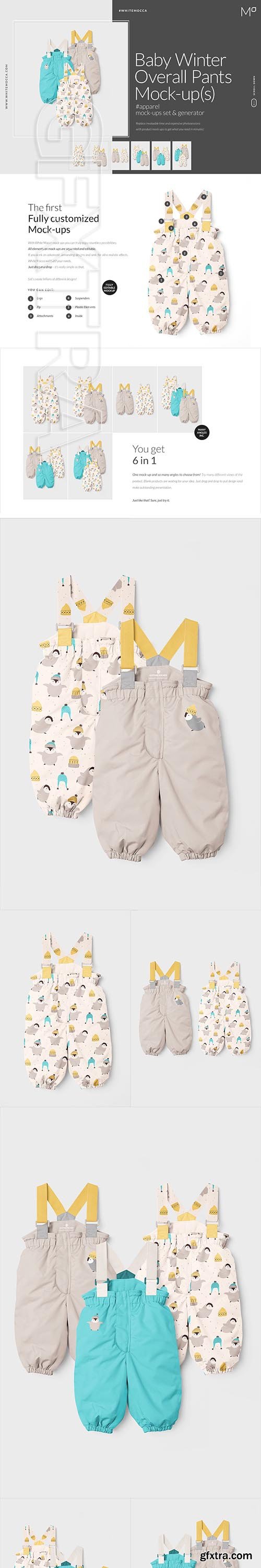 CreativeMarket - Baby Winter Overall Pants Mock-ups 3993187
