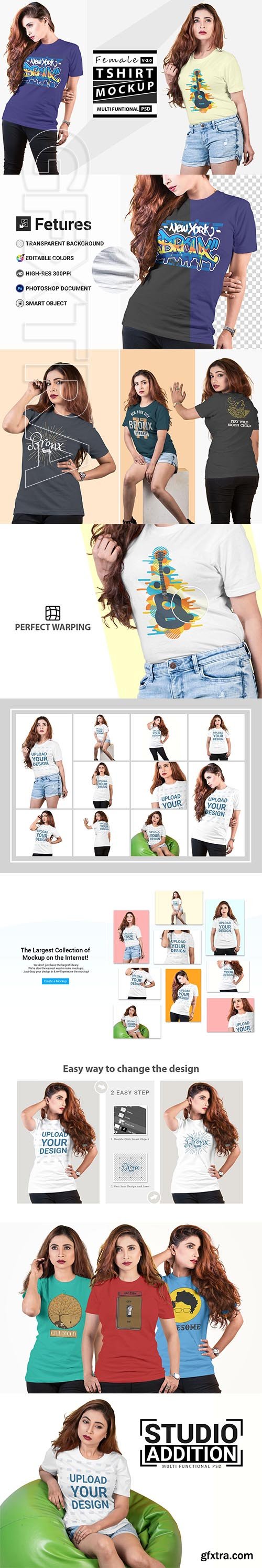 CreativeMarket - Female t-shirt Mockup-V-2-001 3991847