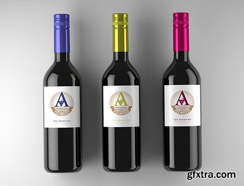 3 Wine Bottle Labels Mockup 225912626