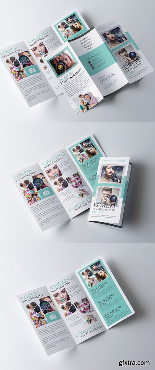 Trifold Brochure Layout with Teal Elements 281868071