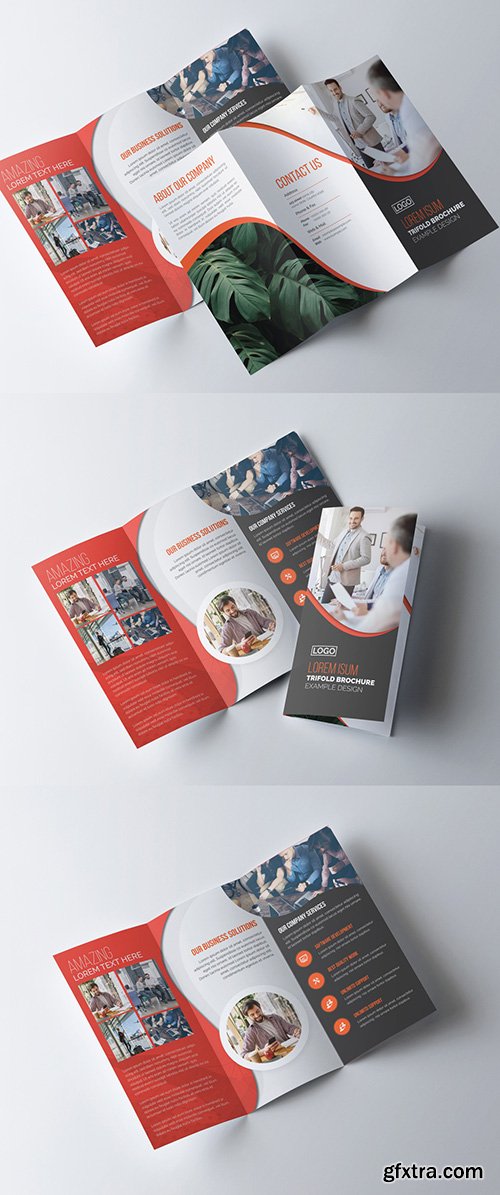 Corporate Tri-Fold Brochure Layout with Red Accents 278613786