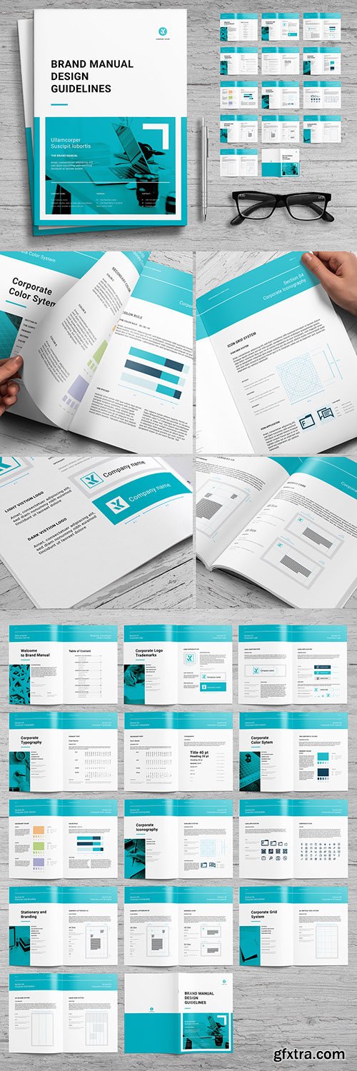 Brand Manual Layout with Teal Accents 245200733