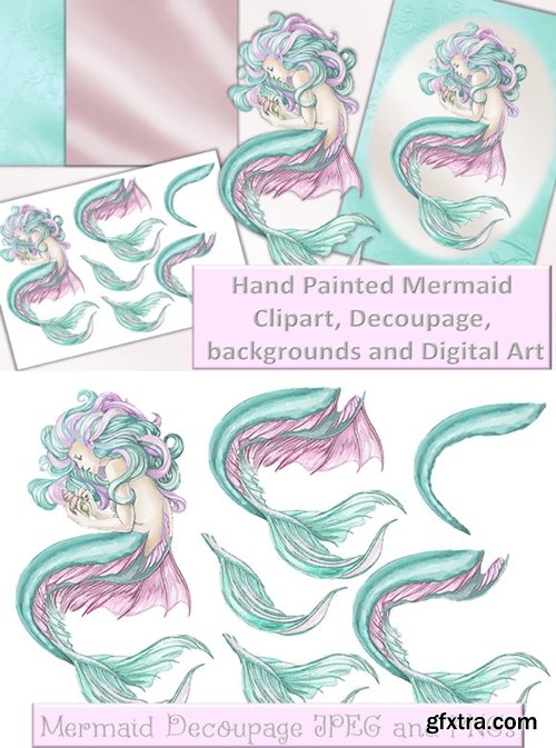 Mermaid Clipart and Printables Decoupage