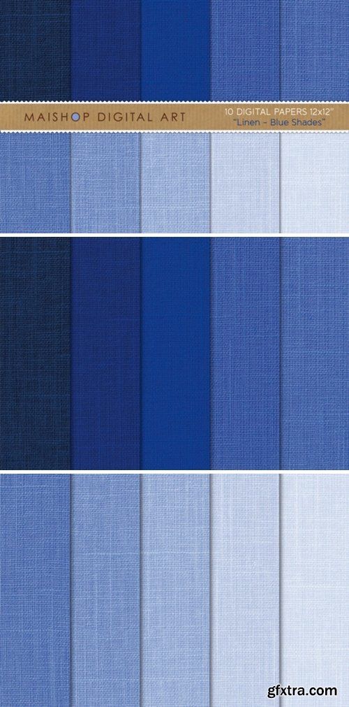 Digital Paper Pack Linen Blue Shades