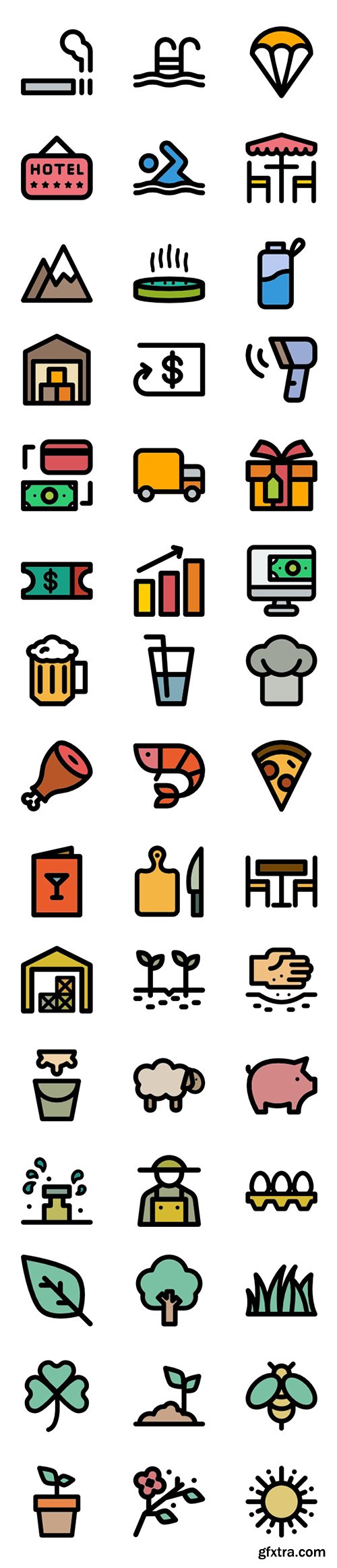 350+ Curved Lineal Color Icons Set