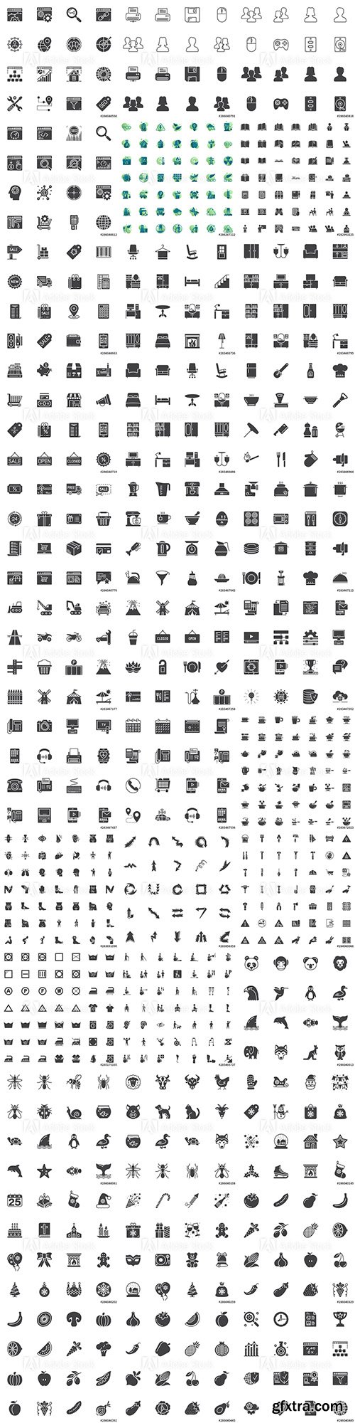 Vector Icons Set - Modern solid symbol collection filled style pictogram pack. Signs logo illustration