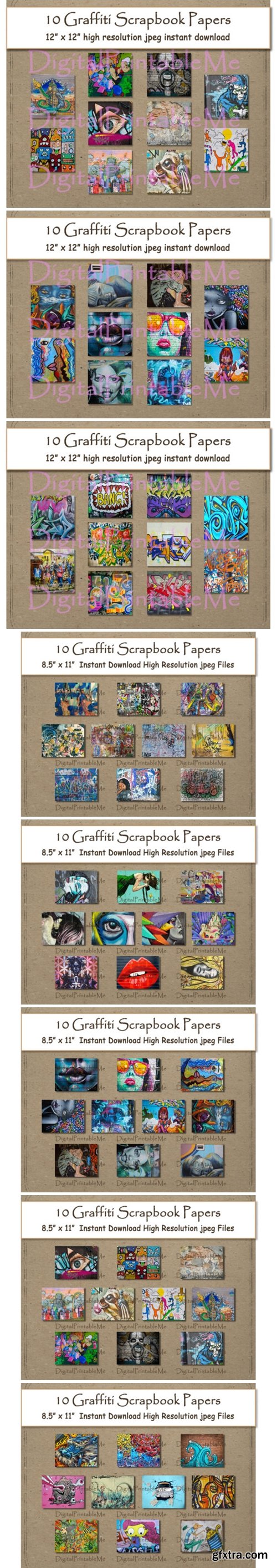 Graffiti Digital Paper Print 8.5 Bundle