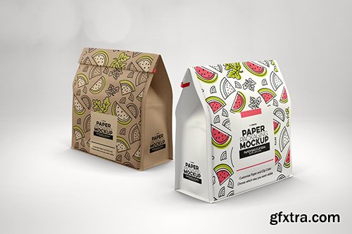 Paper Bags with Clip Seal Packaging Mockup