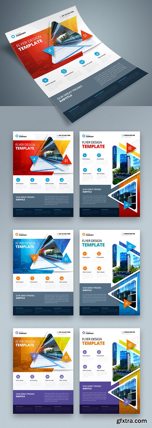 Colorful Business Flyer Layout with Triangle Elements 267840361