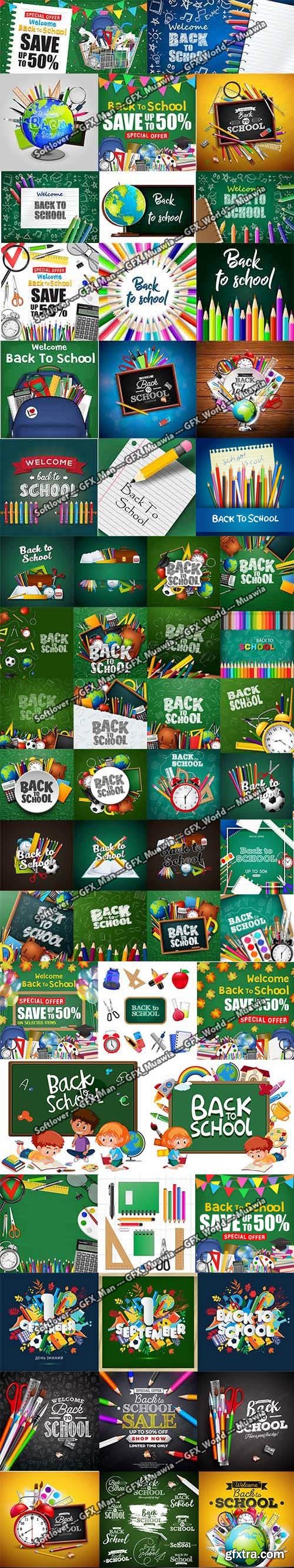 87 Back to School Vector Clipart Templates Collection