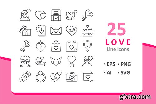 25 Love Icons - Line