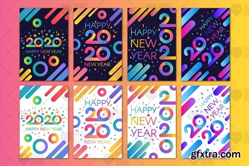 Modern Happy 2020 New Year Banners Set