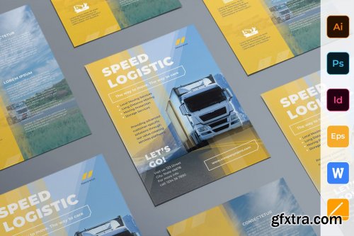 CreativeMarket - Trucking Logistics Flyer 3987153