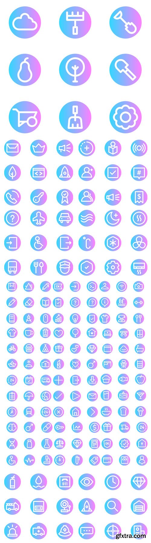 900+ Basic Rounded Circular Icons Set