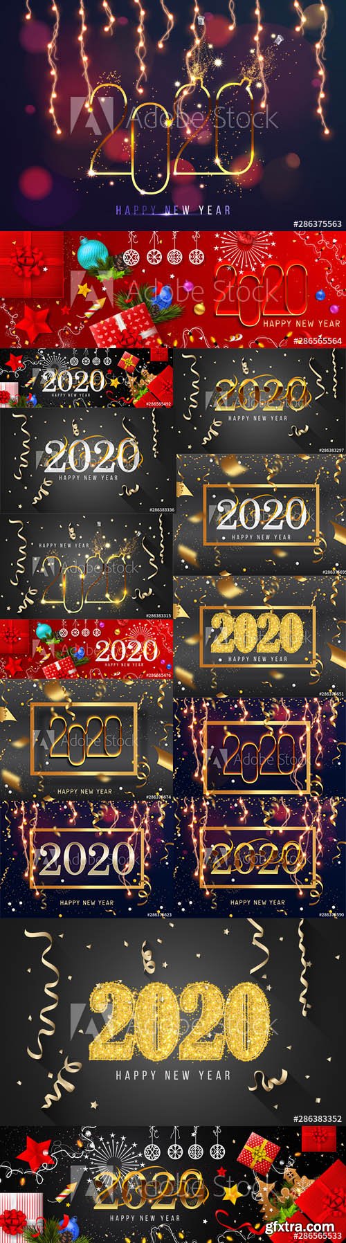 2020 Happy New Year Greeting Card and New Year Background vol.7