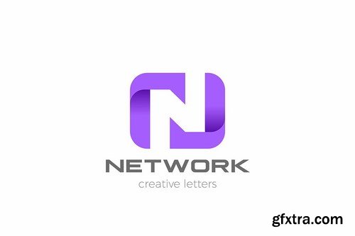 Letter N Logo design Negative space style