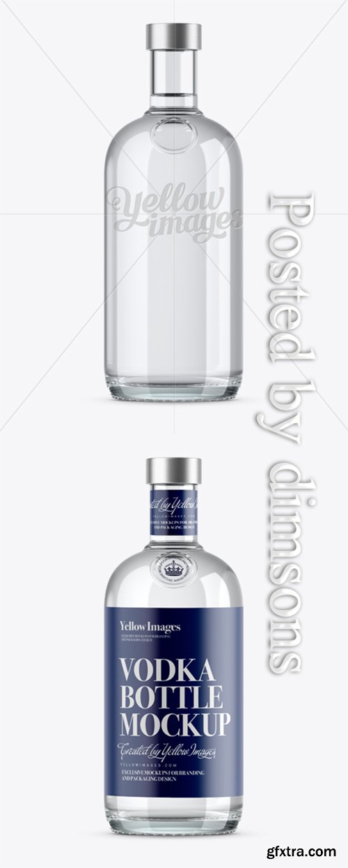 700ml Clear Glass Vodka Bottle Mockup 13346