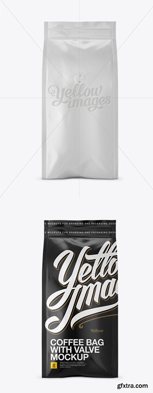 Matte Coffee Bag With Valve Mockup - Front View 16793