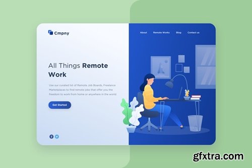 Remote Work Illustration - Website Header
