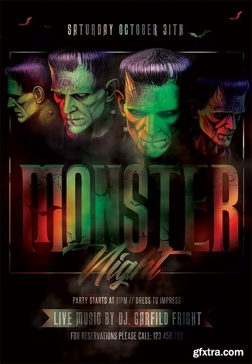Monster night flyer - Premium flyer psd template