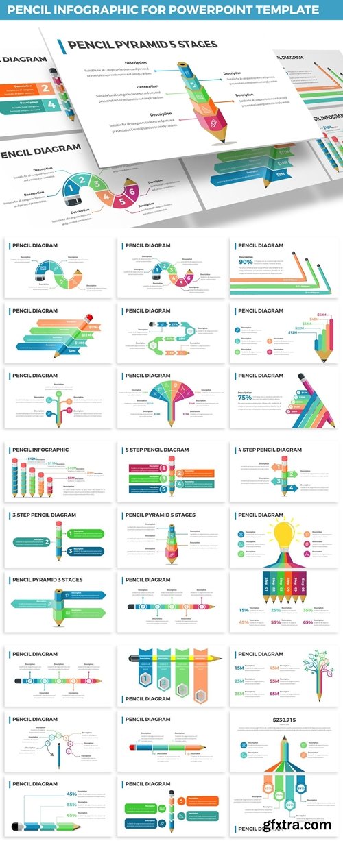 Pencil Infographic for Powerpoint Template