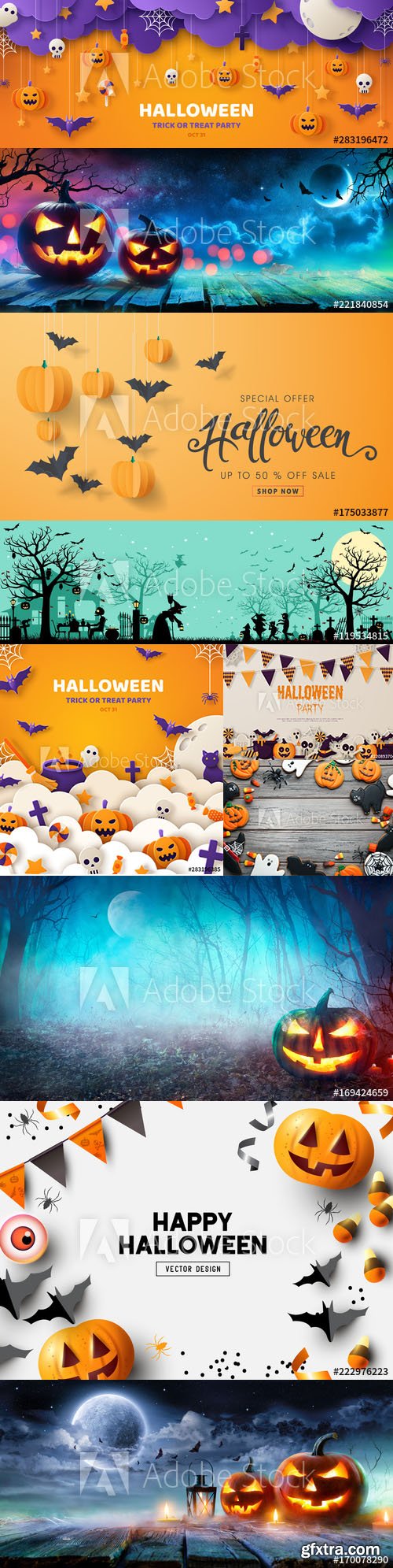 Set of Happy Halloween Background and Elements vol1