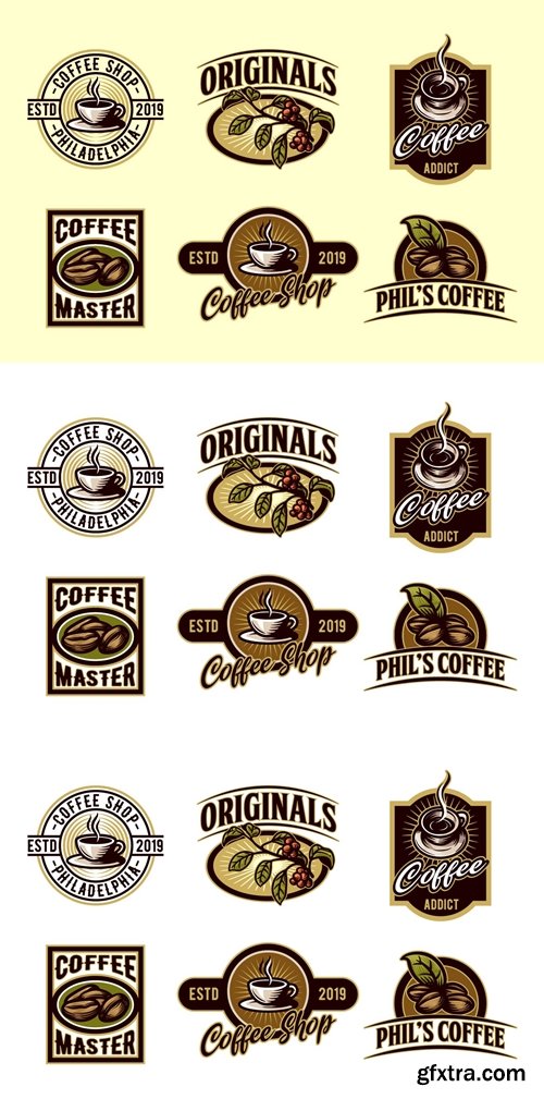 Vintage Set of Coffee Emblem and Badge