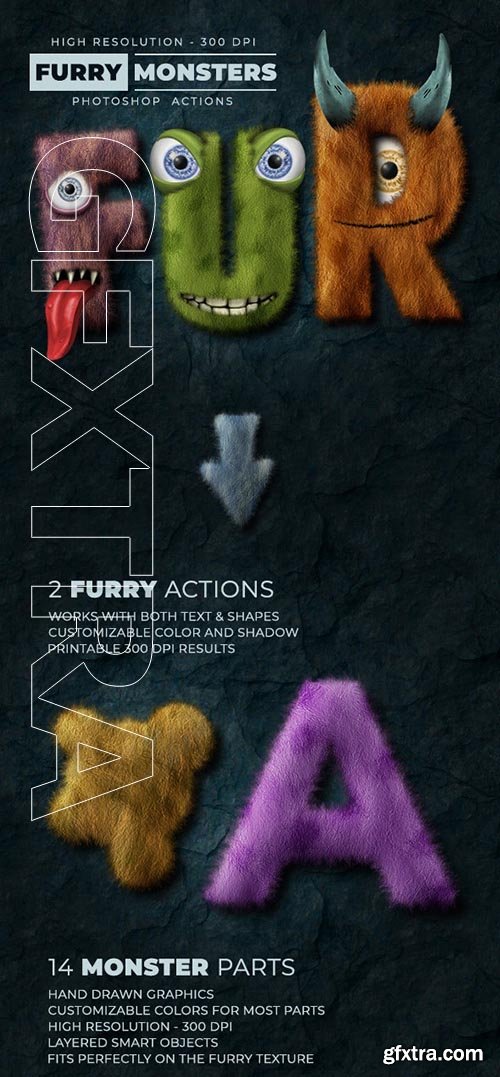 GraphicRiver - Furry Monster Actions - 300 DPI 24518004