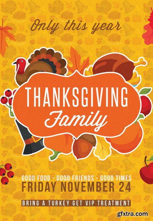 Thanksgiving family party - Premium flyer psd template