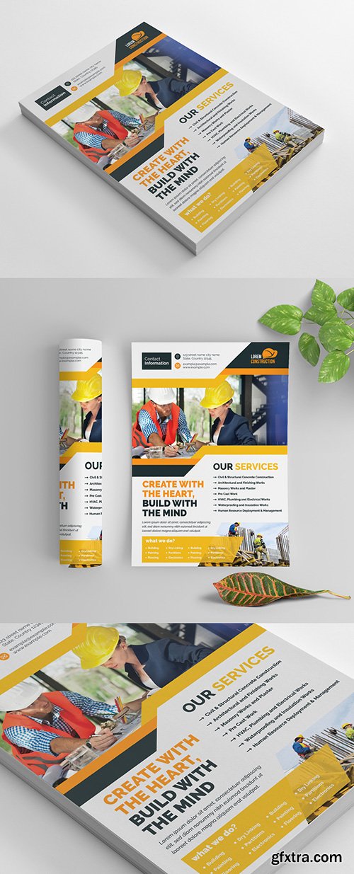 Construction Themed Flyer Layout with Yellow and Orange Accents 270464624
